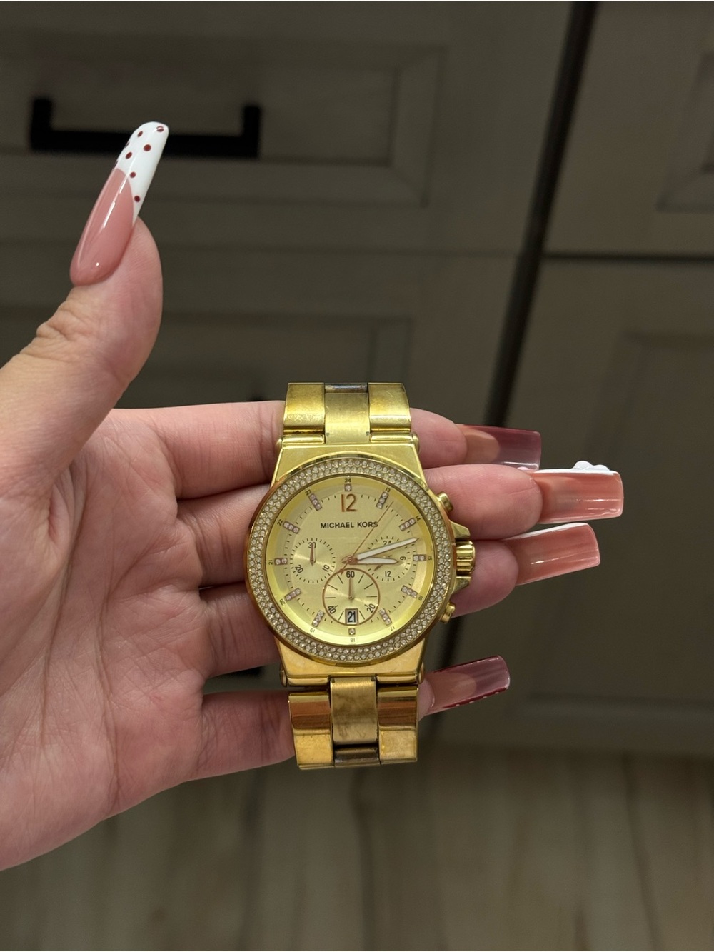 Michael Kors Gold Crystal-Trim Chronograph Bracelet Watch